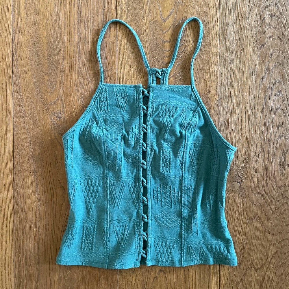 Urban teal tank with open lacing
